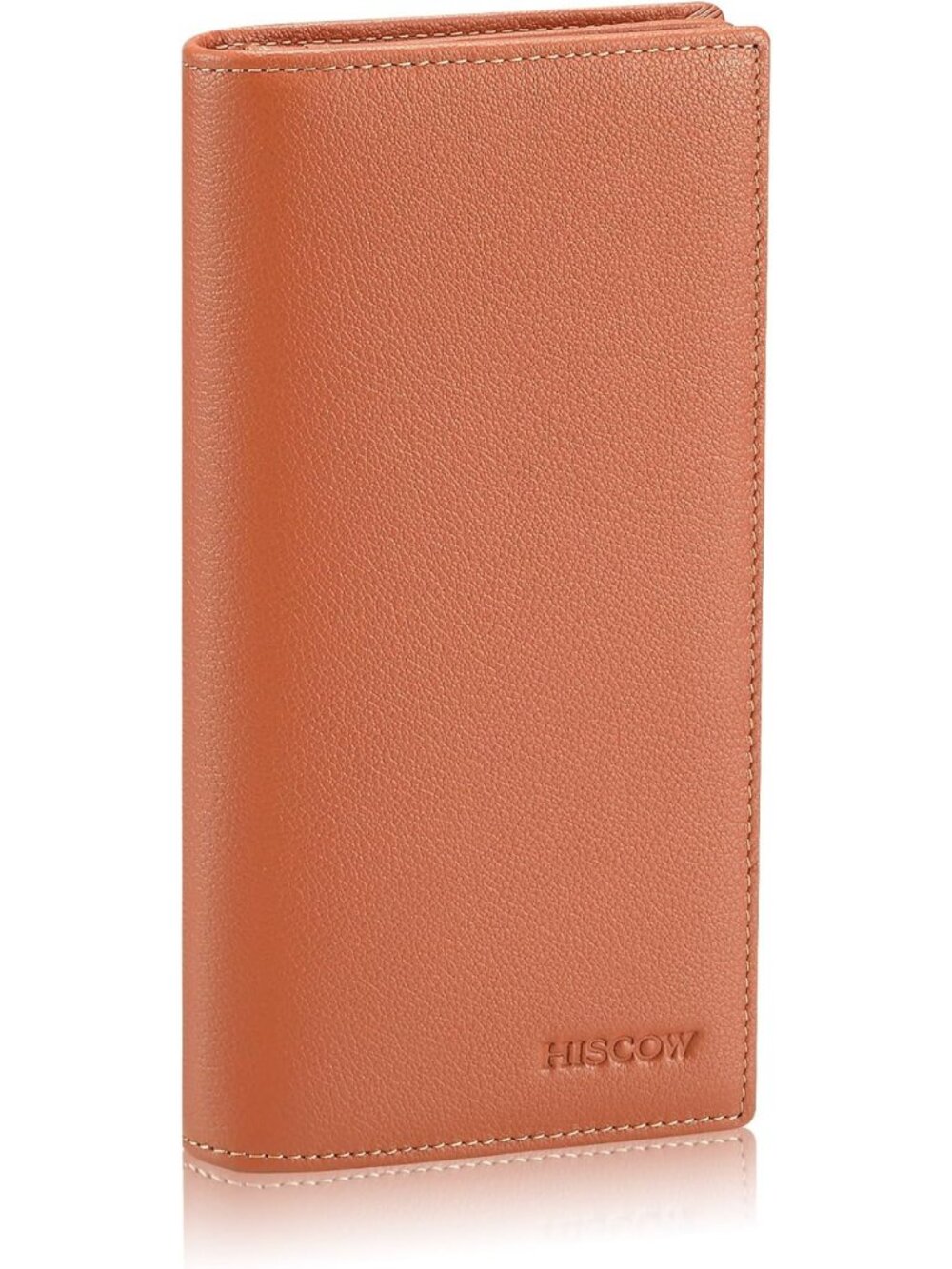 Men's Full Grain Leather Long Wallet - 15 Card Slots, Stylish Tan Design